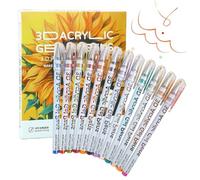 Biniveil Penna Gel Acrilico 3D | Penne Gel Acrilico Per Colorare e Dipingere - Ad Acqua Base per Disegnare su Roccia Tessuto Pietra Carte Tela Album Schizzi Progetti Creativi