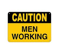 BinLtd Cartello di avvertimento in metallo con scritta "Caution Men Working Hazard Sign Men at Work Signs Business Sign Industrial Sign 40,6 x 30,5 cm