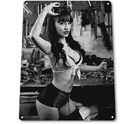 BinLtd Metal Shop - Targa decorativa da parete in metallo con pinup girl sexy hot rod auto, garage, auto, negozio, 20,3 x 30,5 cm