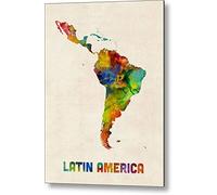 BinLtd Targa in metallo con mappa ad acquerello dell'America Latina, stile vintage, rustica, 30,5 x 20,3 cm