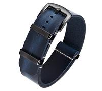 BINLUN Cinturini per Orologi in Pelle Cinturino Orologio in Cuoio Oliata Cavallo Pazzo 18mm 19mm 20mm 21mm 22mm 24mm Cinturini di Ricambio in Un Pezzo per Uomo e Donna con Fibbia Argento/Nero