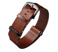 BINLUN Cinturini per Orologi in Pelle Cinturino Orologio in Cuoio Oliata Cavallo Pazzo 18mm 19mm 20mm 21mm 22mm 24mm Cinturini di Ricambio in Un Pezzo per Uomo e Donna con Fibbia Argento/Nero