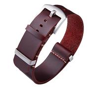 BINLUN Cinturini per Orologi in Pelle Cinturino Orologio in Cuoio Oliata Cavallo Pazzo 18mm 19mm 20mm 21mm 22mm 24mm Cinturini di Ricambio in Un Pezzo per Uomo e Donna con Fibbia Argento/Nero