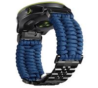BINLUN Compatibile con Garmin Cinturino 22mm 26mm Paracord 550 Intrecciato Acciaio Cinturini per Orologio Blu Scuro Compatibile con Quickfit Compatibile con Fenix Compatibile con Forerunner