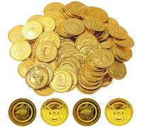 Binnan 100 Pezzi Plastica Gioco Denaro Gettoni, Monete Finte, Monete d'oro dei Pirati, Onete in Oro Pirata per Bambini in Plastica, Partito Regalo Party Decorazione Pirata
