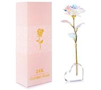 Binnan 24k Oro Rosa Eterna, Rosa Fiore Artificiale Placcato E Base, Rosa Eterna Regalo, Festa della Mamma Idee Regalo, per Donne Moglie Mamma Nonna