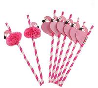 Binnan 50 Pezzi Cannucce di Carta per Cocktail, Cannucce Pieghevoli con Fenicottero per Compleanno/Festa di Matrimonio