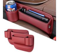 BINNXC 2Pcs Organizer per Seggiolino Auto per Jeep Renegade Freedom Trailhawk Compass Trailhawk, Riporre Laterali Organizer Sedili Anteriori Riempimento Gap Seggiolino,D-Red