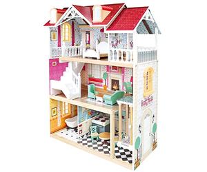 Bino Casa delle Bambole, 83557: Casa a 3 Piani con 5 Stanze, Mobili Inclusi, Adatta per Bambini da 3 Anni in Su