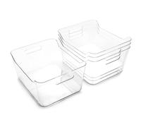 BINO | Plastic Storage Bins, X-Large - 4 Pack | The SOHO Collection | Multi-Use Organizer Bins | Built-in Handle | BPA-Free | Pantry Organization | Home Organization | Fridge Organizer | Freezer Org