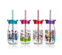 Bino Plus A.S. banchetto Latte Bottiglia di vetro con 250 ML FRAGOLA, colori assortiti