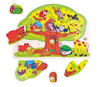 Bino Puzzle Animali Felici, Multicolore, taglia unica, 88119