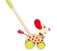 Bino World of Toys Cane scorrevole in legno, giocattolo per bambini dai 18 mesi in su, giocattolo scorrevole per promuovere abilità infantili con manico in legno di 48 cm, multicolore