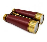 Binocolo antico in ottone lavorato in pelle marrone vintage e marino binocolo per escursionismo, campeggio, caccia, bird watching nautico pirata navy binocolo