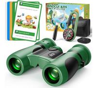 Binocolo Bambini 8x21 Giocattoli Regalo Bambino 3-10 Anni, Kit Esploratore | Cannocchiale Kit con 21 Carte, Bussola e Lente per Avventure, Escursioni, Campeggio, lo Zoo e gli Animali, Regali di Natale