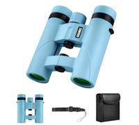 Binocolo compatto per adulti e bambini, 10 x 25, piccolo, tascabile, per bird watching, viaggi, osservazione delle stelle, sport all'aria aperta, blu