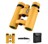 Binocolo compatto per bambini, 10 x 25, impermeabile, piccolo, per bird watching, viaggi, osservazione delle stelle, sport all'aria aperta, arancione