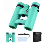 Binocolo compatto per bambini, 10 x 25, impermeabile, piccolo, per bird watching, viaggi, osservazione delle stelle, sport all'aria aperta, verde