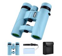 Binocolo compatto per bambini, 10 x 25, impermeabile, piccolo, per bird watching, viaggi, osservazione delle stelle, sport all'aria aperta, blu
