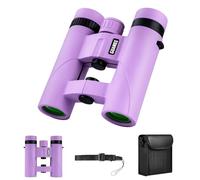 Binocolo compatto per bambini, 10 x 25, impermeabile, piccolo, per bird watching, viaggi, osservazione delle stelle, sport all'aria aperta, viola