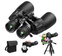 Binocolo con zoom HD 10-30 × 50 per adulti con adattatore per telefono, treppiede e adattatore per treppiede, visione chiara in condizioni di scarsa illuminazione di notte, impermeabile, ad alta