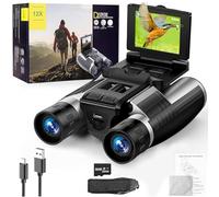 Binocolo da 2,4 pollici con fotocamera, fotocamera binocolo digitale HD 12x32, immagine da 48 MP, video 2,5 K, zoom digitale 8x, binocolo 32G per bird watching avventure all'aperto