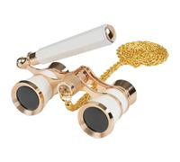 Binocolo da teatro, 3 x 25, compatto, vintage, con manico regolabile e catena, per adulti, donne, bambini, concerti, teatri, cinema, bianco
