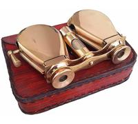 Binocolo da teatro vintage in ottone lucido con custodia in pelle