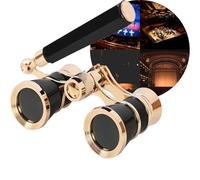 Binocolo per Opera 3x25 con Manico e Catena | Pezzo da Collezione per Teatro e Corse | Compatto e Leggero per Concerti, Opera, Cosplay e Party a Tema(Black2)
