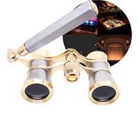 Binocolo per Opera 3x25 con Manico e Catena | Pezzo da Collezione per Teatro e Corse | Compatto e Leggero per Concerti, Opera, Cosplay e Party a Tema(Silver-gray2)