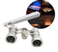 Binocolo per Opera 3x25 con Manico e Catena, Stile Vintage - Compatto e Leggero, il Binocolo Mini Definitivo per Lirica, Concerti, Broadway e Cinema(Silver-gray1)