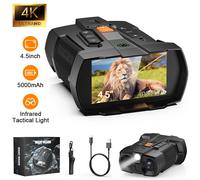 Binocolo per visione notturna 4K Occhiali per visione notturna con grande schermo da 4,5 pollici 5000mAh 800m Occhiali per telescopio per visione notturna a infrarossi completamente scuri