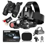 Binocolo Visione Notturna con Effetto Visione 3D Zoom Digitale 8X Digitale Infrarossi Raggio Visivo di 1640ft Visore Notturno Vivavoce NGV per Casco per Adulti Campeggio Caccia 32G Scheda(black)