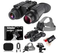 Binocolo Visione Notturna Montato Sul Casco 4K con Effetto Visione 3D Zoom 8X Digitale Infrarossi Regolazione Completamente Indipendente Visore Notturno, Casco NGV per Adulti, 32G Scheda