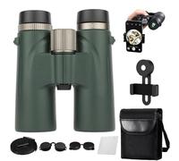 Binoculars, Binoculars 12x42 Adults High Magnification Binocular, Waterproof & Portable, for Birdwatching, Traveling, Stargazing, Hunting, Wider View, Smart Focus (Dark Green)