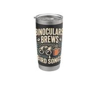 Binoculars Brews Bird Songs Birdwatching Caffè Retrò Bicchiere termico in acciaio inox doppia parete
