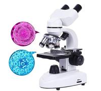 Binokulares Verbundmikroskop (100.000-fach), 4-Loch-Konverter, LED-Beleuchtung + 360-Grad-Drehung, 6 Farbfilter, Für Das Schullabor Im Naturwissenschaftlichen Unterricht,White