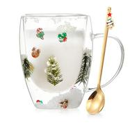 Binoster Regali di Natale per donne e uomini, graziose tazze da caffè in vetro con manico calzini di Natale divertenti tazze da caffè a doppia parete decorazioni natalizie regali per mamma, amici