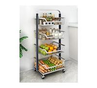 BinOxy Scaffalatura Portaverdure da cucina a 4 livelli dal pavimento al soffitto con ruota Carrello mobile for frutta e verdura in acciaio inox 304 Cesto for verdure Scaffale Cucina (Color : B)