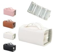 Binozinco Cosmetic Bag, Binozinco Cosmetic Bag with Compartment, Binozinco Leather Cosmetic Bag, Removable Folding Cosmetic Bag, Travelling Outdoor Portable 4-in-1 Cosmetic Bag (White)