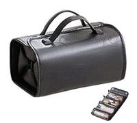 Binozinco Cosmetic Bag,Kaylines Leather Waterproof Cosmetic Bag,Detachable 4 In 1 Roll Up Makeup Bag,Multi Compartment Toiletry Cosmetic Bag,Leather Waterproof Cosmetic Bag Detachable 4 in 1 (Black)