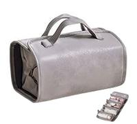 Binozinco Cosmetic Bag,Kaylines Leather Waterproof Cosmetic Bag,Detachable 4 In 1 Roll Up Makeup Bag,Multi Compartment Toiletry Cosmetic Bag,Leather Waterproof Cosmetic Bag Detachable 4 in 1 (Gray)