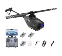 BINWAN Elicottero RC Scout C127AI con Telecamera 1080P, Modello di Elicottero brushless monorotore 2.4G 4CH Senza alettoni, velivolo telecomandato con giroscopio a 6 Assi(Black,Three Batteries)