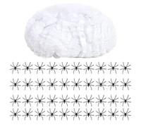 BinXiaoQin Decorazione per Halloween, per esterni, 200 g, con 40 ragni artificiali, ragnatela per feste, esterni, decorazione per Halloween