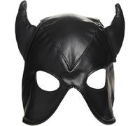 binxliuxo 1PC Head Mask with Open Eyes Mouth Adjustable PU Leather Bull Costume Accessory for Cosplay Stage Performance.