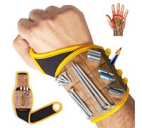 BINYATOOLS Braccialetto magnetico - marrone coyote - con magneti super forti tiene viti, chiodi, punte da trapano, design unico supporto per il polso, fantastico gadget pratico regalo per padri