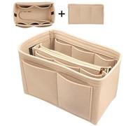 BINYI Organizer per borse, shopper, tasca interna per borse in feltro, organizer da donna, con chiusura lampo, per Longchamp (beige)