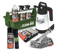 bio-chem - Set Pulizia Barbecue con spruzzatore di Schiuma 9pz - Decapante Resina 0,5L - Detergente superfici BBQ 750ml - Spray Inox 750ml - Spray di Olio 200ml - Kit Completo con Accessori Griglie