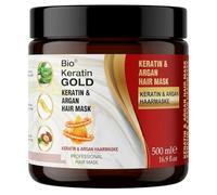 Bio Keratin Gold Cura dei capelli con collagene di argan e equiseto, cheratina ed estratti vegetali - cura professionale per capelli secchi e danneggiati (cheratina e argan maschera 500 ml)