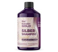 Bio Keratin Gold Shampoo d'argento 500 ml - Shampoo anti-giallo per capelli biondi, grigi e tinti - Neutralizza i toni gialli e arancioni - Con cheratina - Cura professionale dei capelli